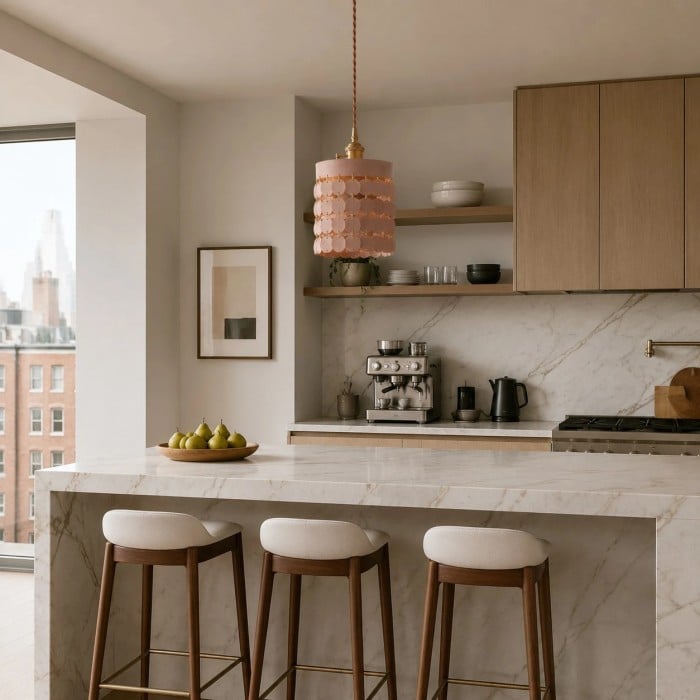 Hanglamp met gelaagde leren schijven HL4557