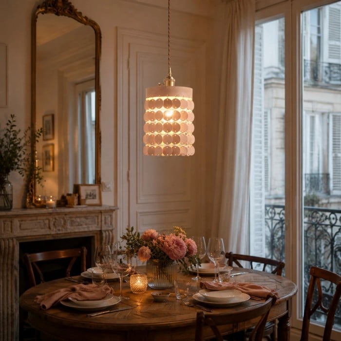 Hanglamp met gelaagde leren schijven HL4557