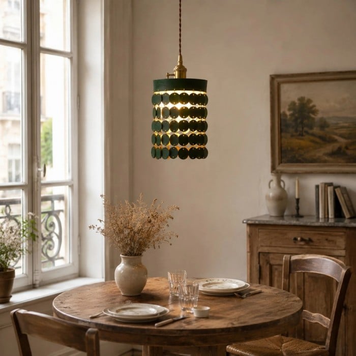 Hanglamp met gelaagde leren schijven HL4557