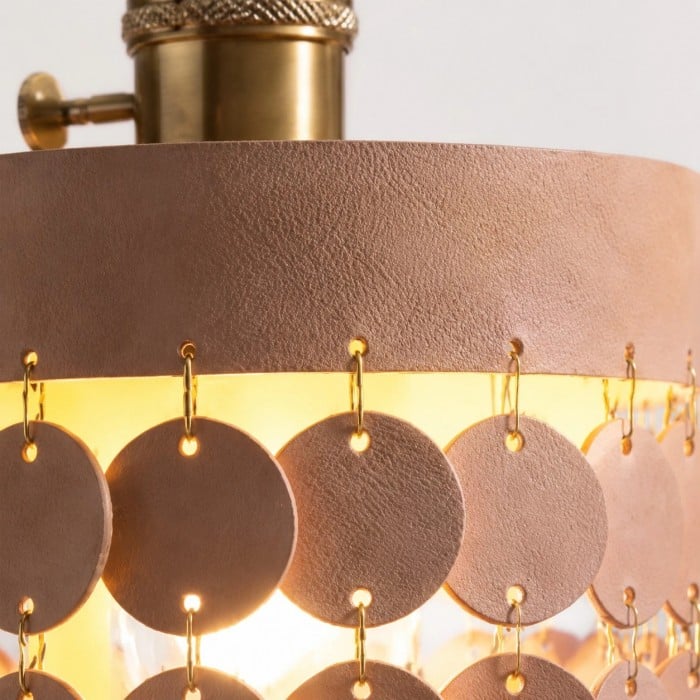 Hanglamp met gelaagde leren schijven HL4557
