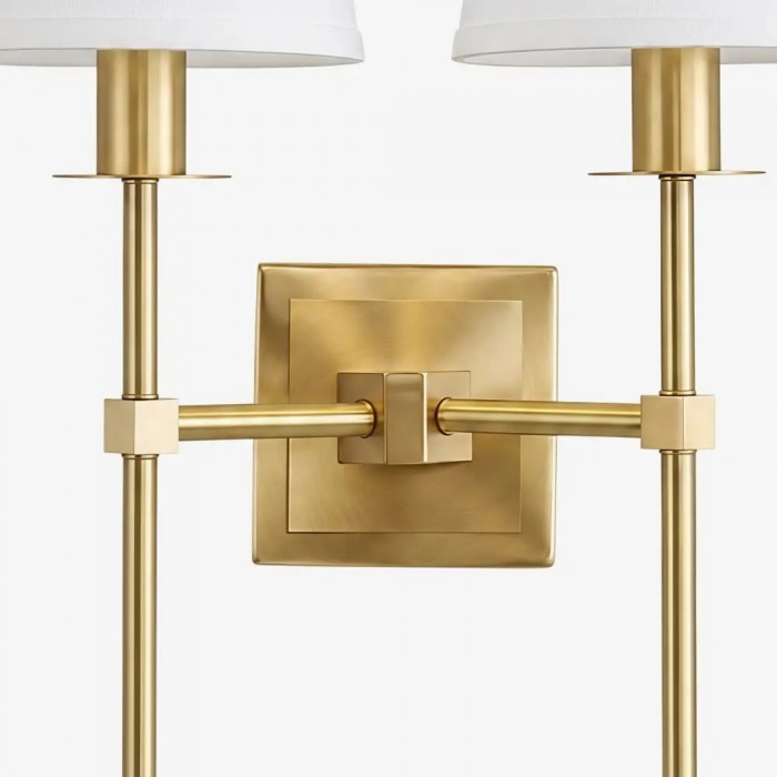 Luxe messing wandlamp met stoffen kap HL4235