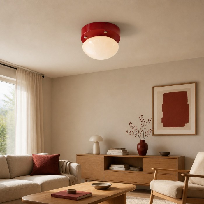 Memphis röd glas LED-taklampa i infälld design HL4377