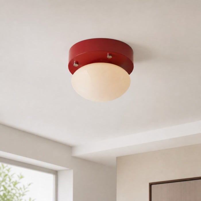 Memphis röd glas LED-taklampa i infälld design HL4377