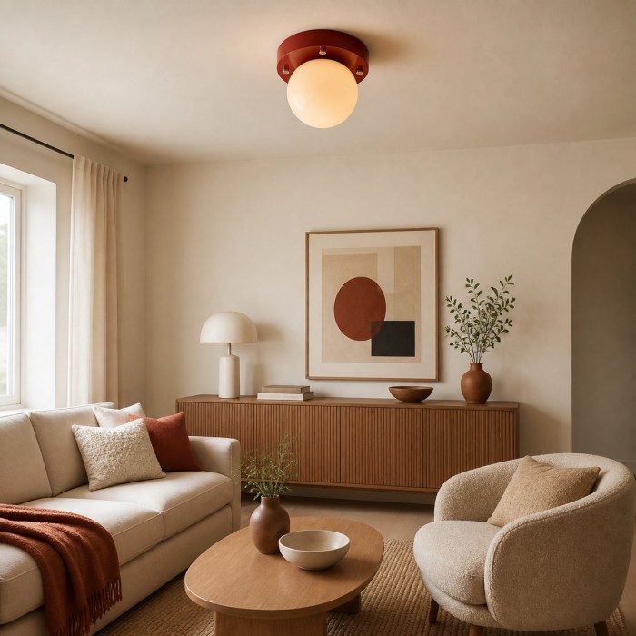 Memphis röd glas LED-taklampa i infälld design HL4377