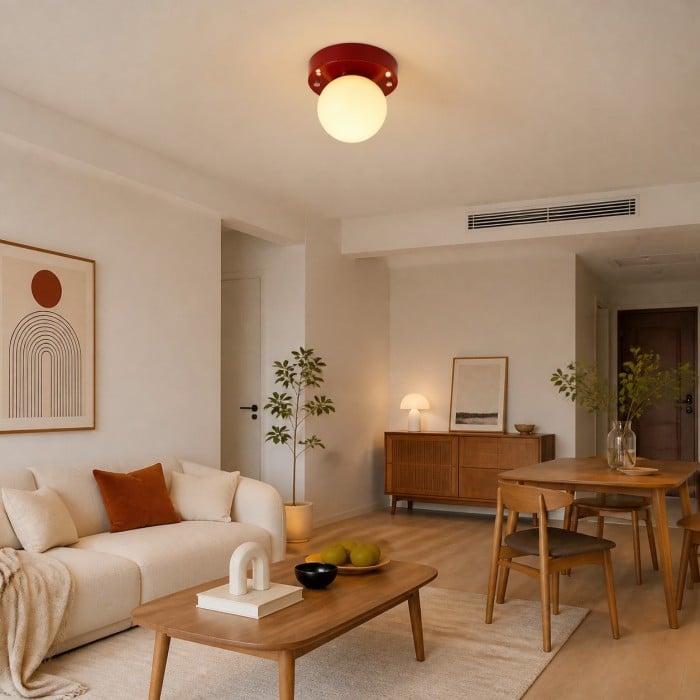 Memphis röd glas LED-taklampa i infälld design HL4377
