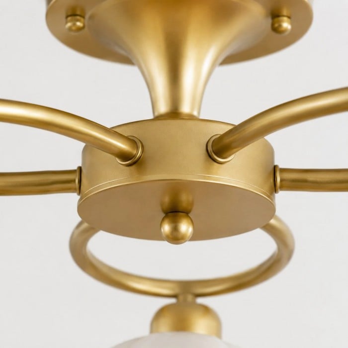 Moderne messing plafondlamp met melkglazen kap HL4257