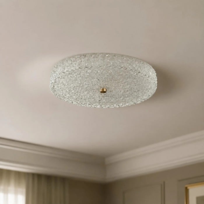 Moderne plafondlamp met geslepen glas, vlak gemonteerd, model HL4506