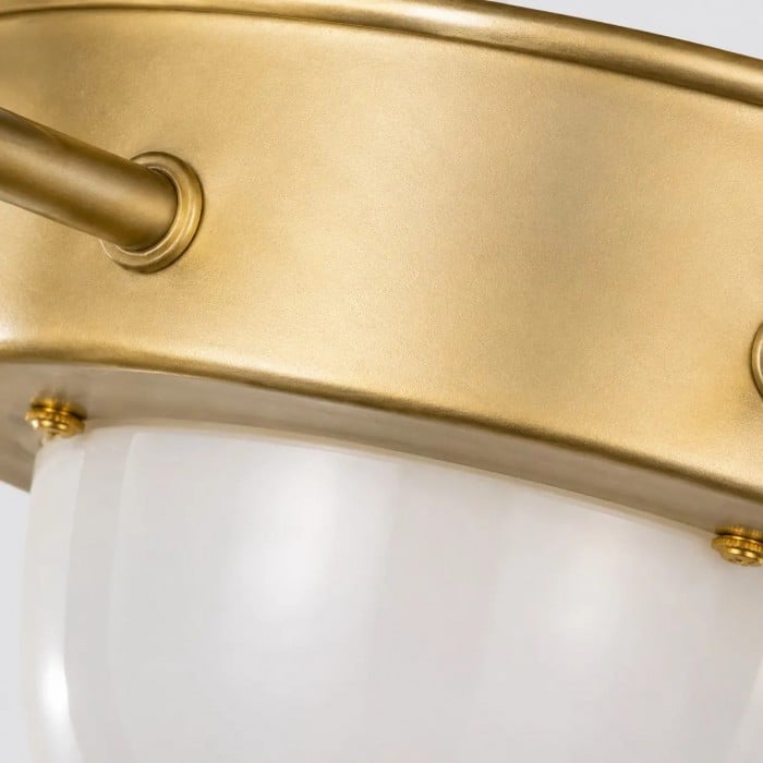Moderne gouden plafondventilator met lamp en witte glazen kappen HL4240