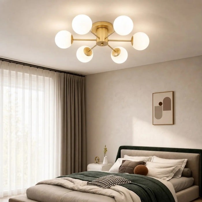 Plafonnier globe en verre doré moderne HL4256