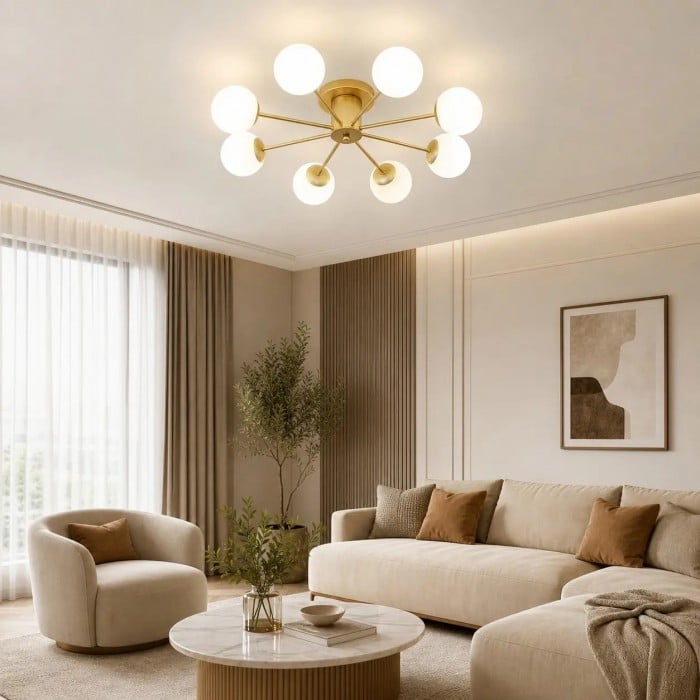 Plafonnier globe en verre doré moderne HL4256