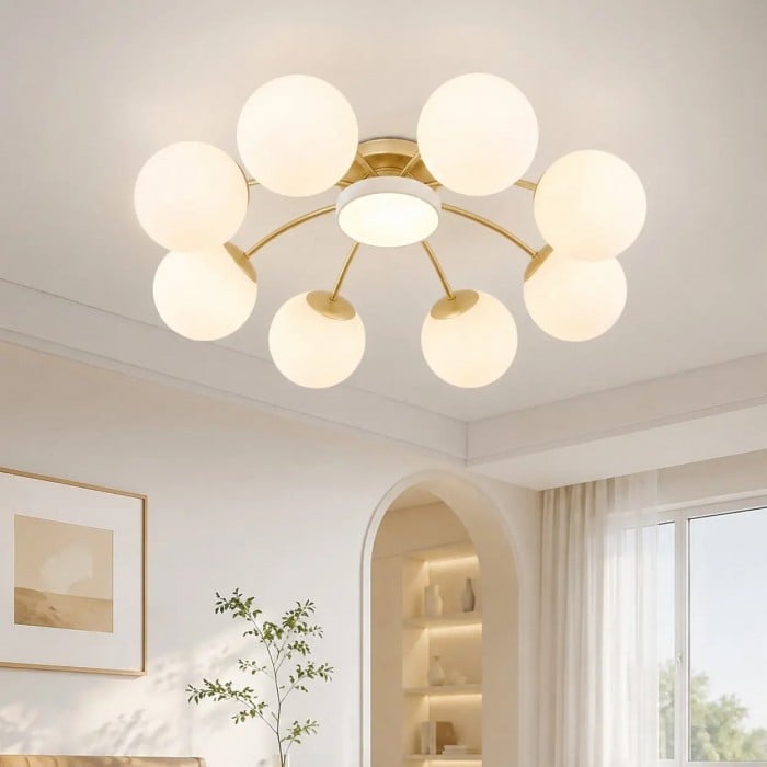 Lámpara de techo moderna de cristal opalino con múltiples luces HL4231