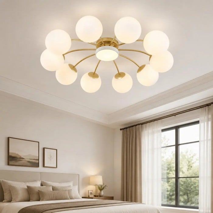 Lámpara de techo moderna de cristal opalino con múltiples luces HL4231