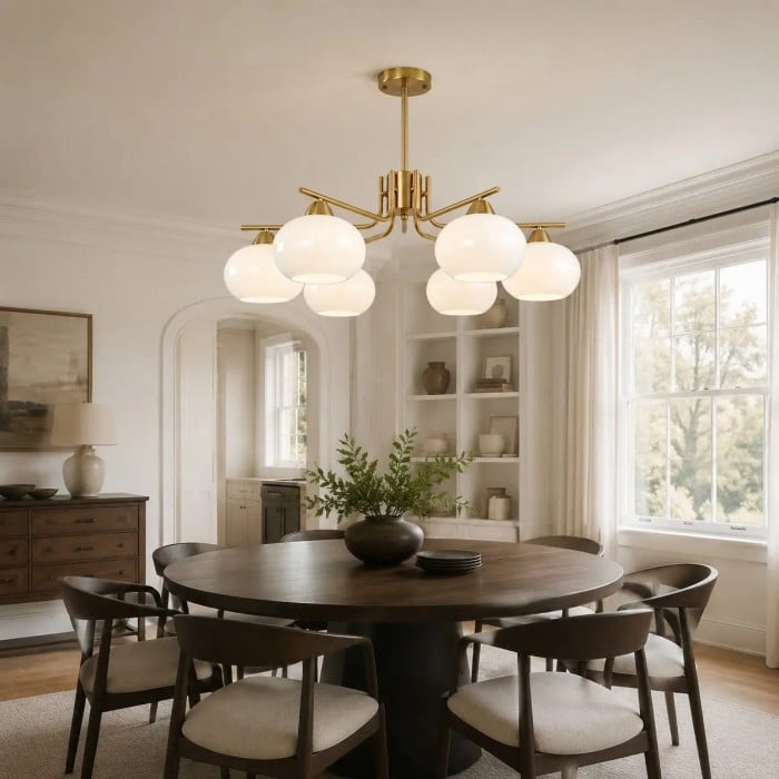 Modern Milk Glass Multi-Light Chandelier HL4262