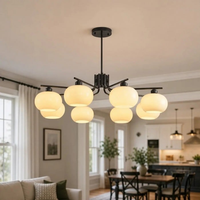 Modern Milk Glass Multi-Light Chandelier HL4262