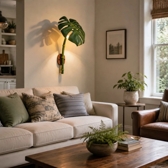 Kinkiet zewnętrzny LED Monstera Leaf z żywicy w stylu botanicznym HL4250