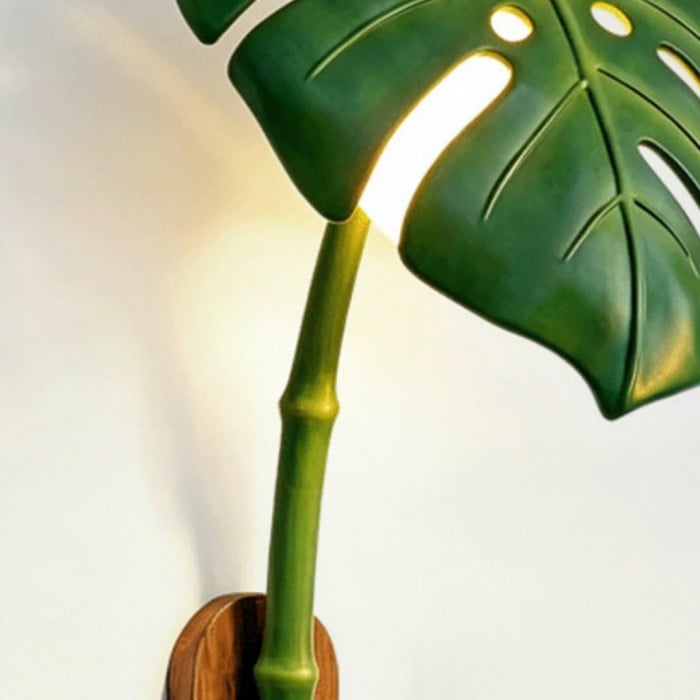 Kinkiet zewnętrzny LED Monstera Leaf z żywicy w stylu botanicznym HL4250