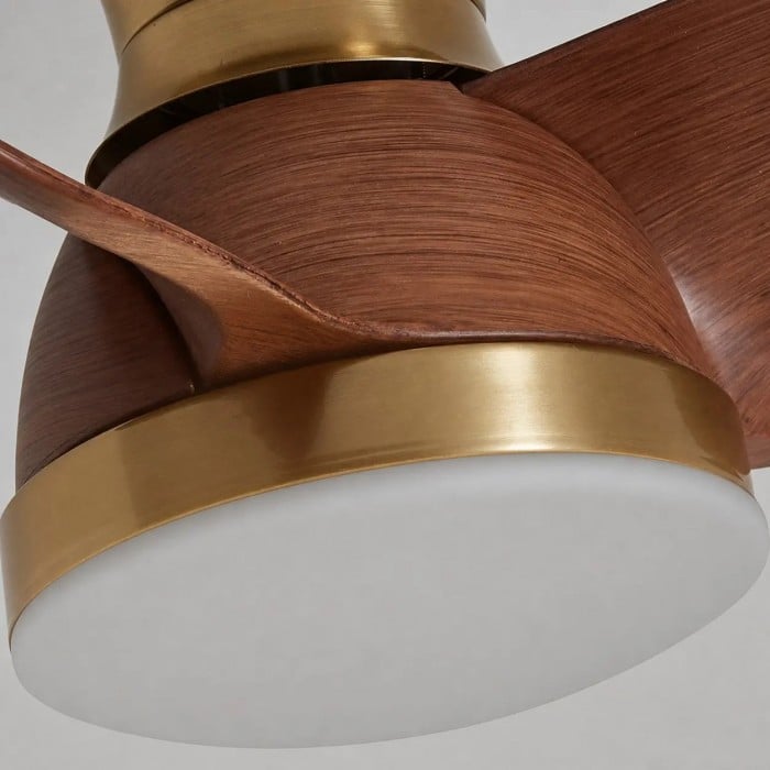 Ventilador de techo con luz de cobre natural de 24 pulgadas HL4227