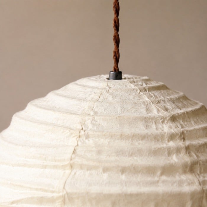 Hanglamp HL4423 van natuurlijk linnen in Wabi-Sabi-stijl.