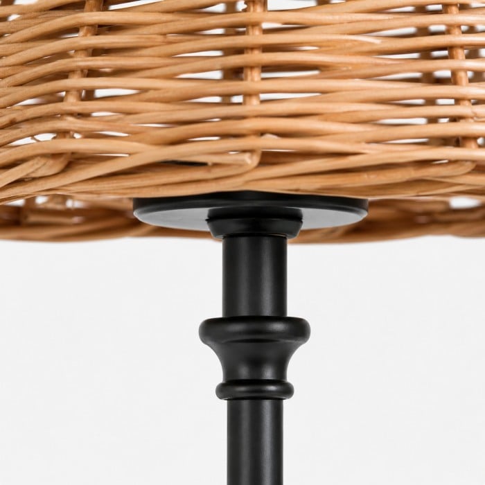 Tafellamp HL4296 van natuurlijk rotan en zwart ijzer.