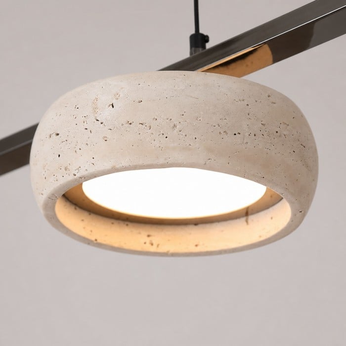 Lineaire hanglamp voor de eetkamer van natuurlijk travertijn HL4346