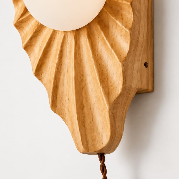 Lámpara de pared Wabi-Sabi de madera natural HL4516