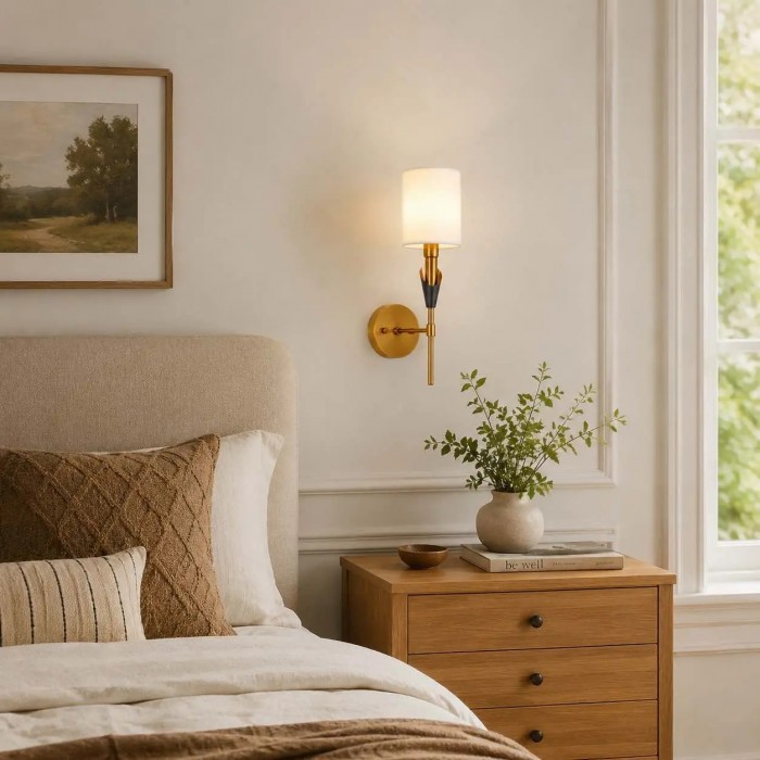 Lámpara de pared nórdica con pantalla de tela HL4221