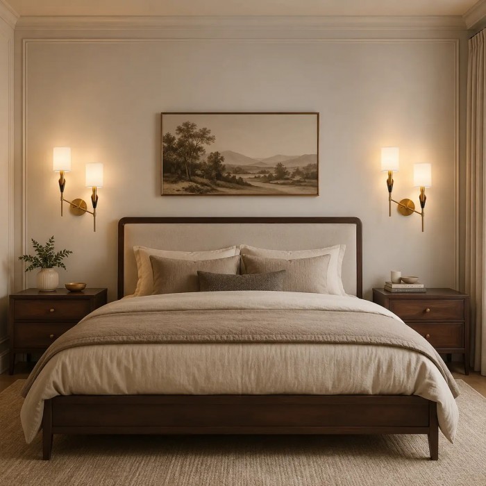 Lámpara de pared nórdica con pantalla de tela HL4221