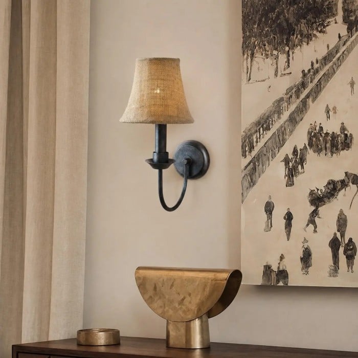 Nordic Iron Wall Sconce with Fabric Shade HL4264