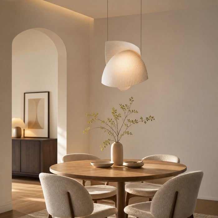Scandinavische hanglamp met geplooide stof HL4375