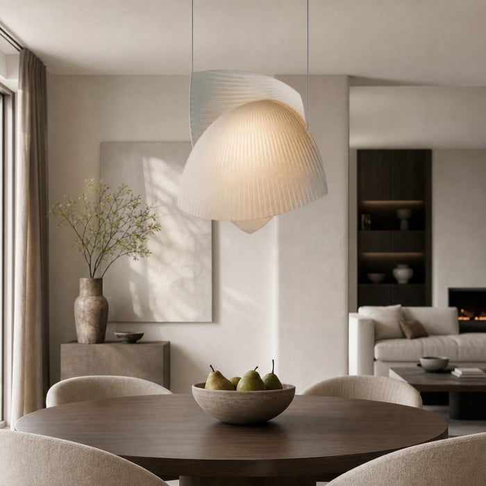Scandinavische hanglamp met geplooide stof HL4375