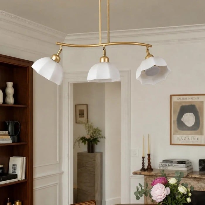 Nordic Three-Light White Glass Chandelier HL4239