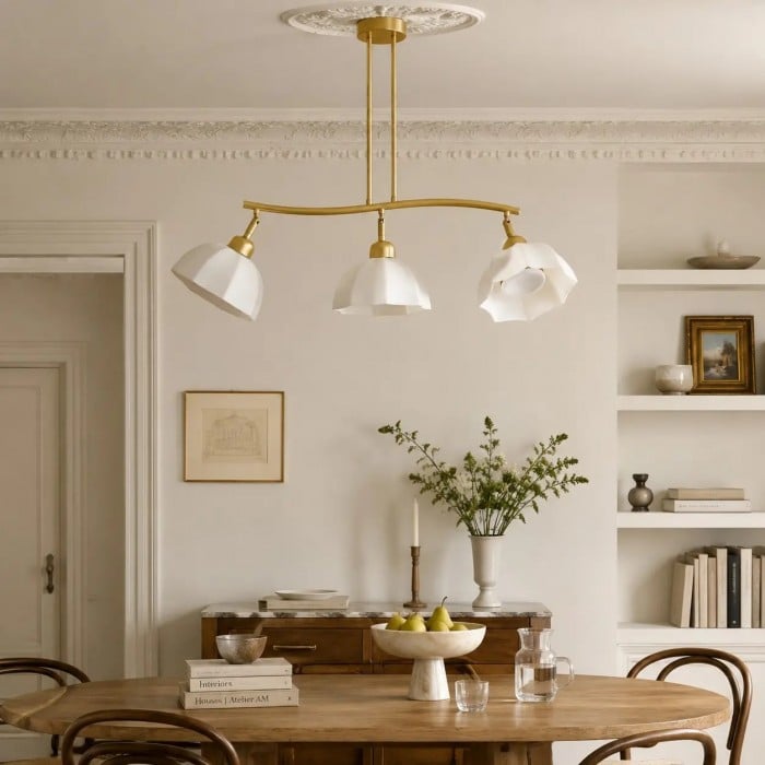 Nordic Three-Light White Glass Chandelier HL4239