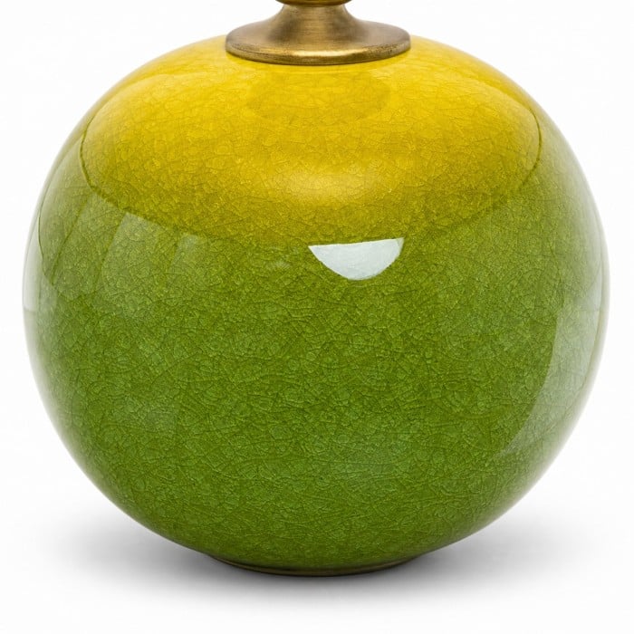 Olijfgroene tafellamp van keramiek met botanisch craqueléglazuur HL4383
