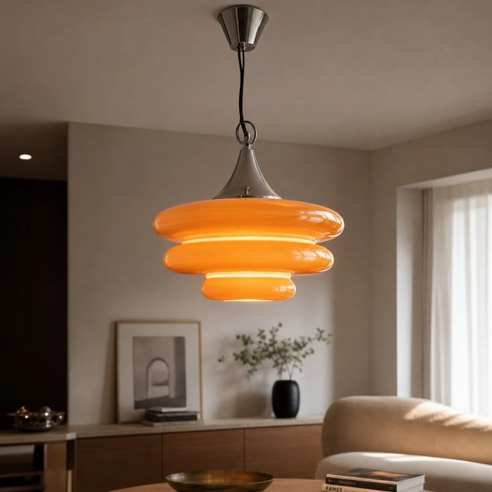 Oranje gelaagde glazen hanglamp HL4307