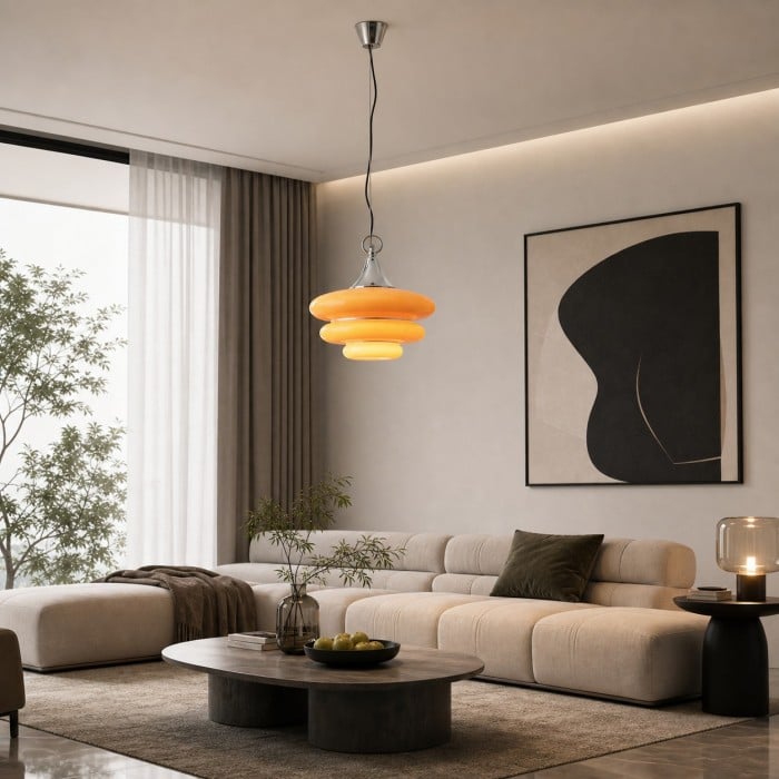 Oranje gelaagde glazen hanglamp HL4307