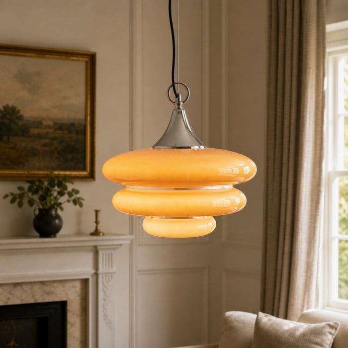 Oranje gelaagde glazen hanglamp HL4307