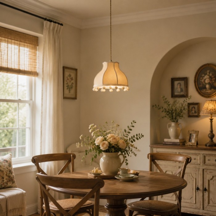 Hanglamp met patchworkstof en pompons HL4440