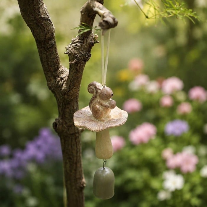 Carillon éolien en résine en forme d'écureuil, décoration suspendue pour jardin HL4631
