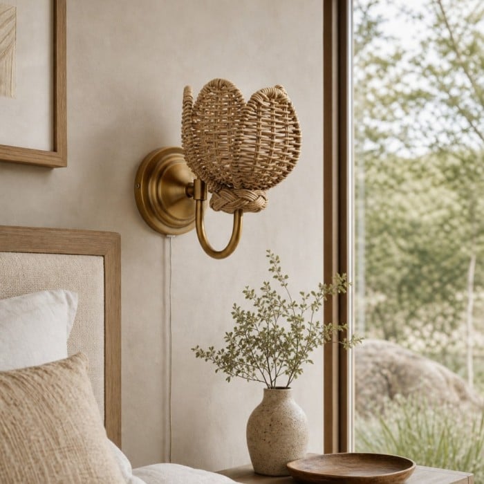 Retro Rattan Petal Wall Lamp HL4630