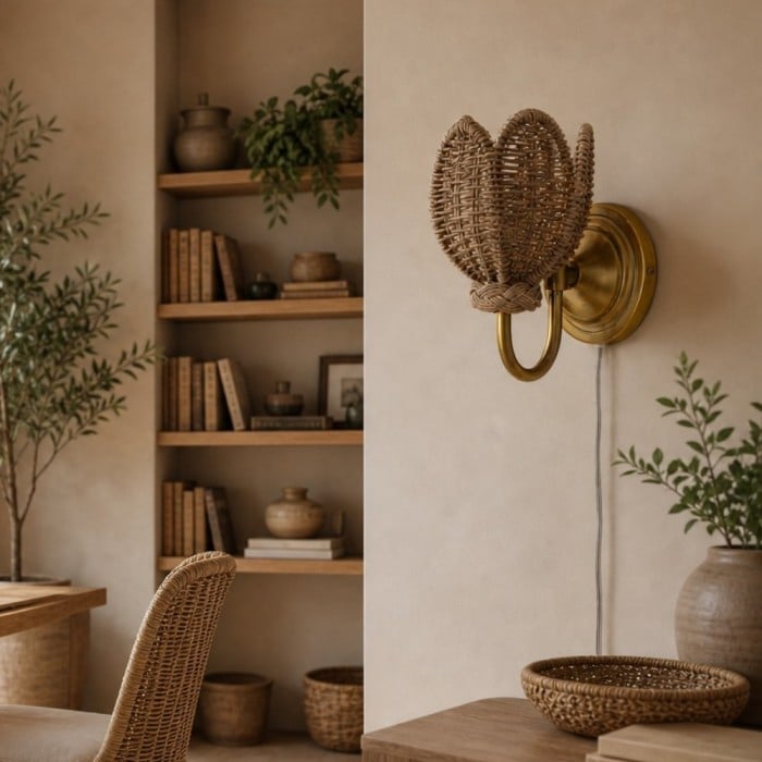 Retro Rattan Petal Wall Lamp HL4630