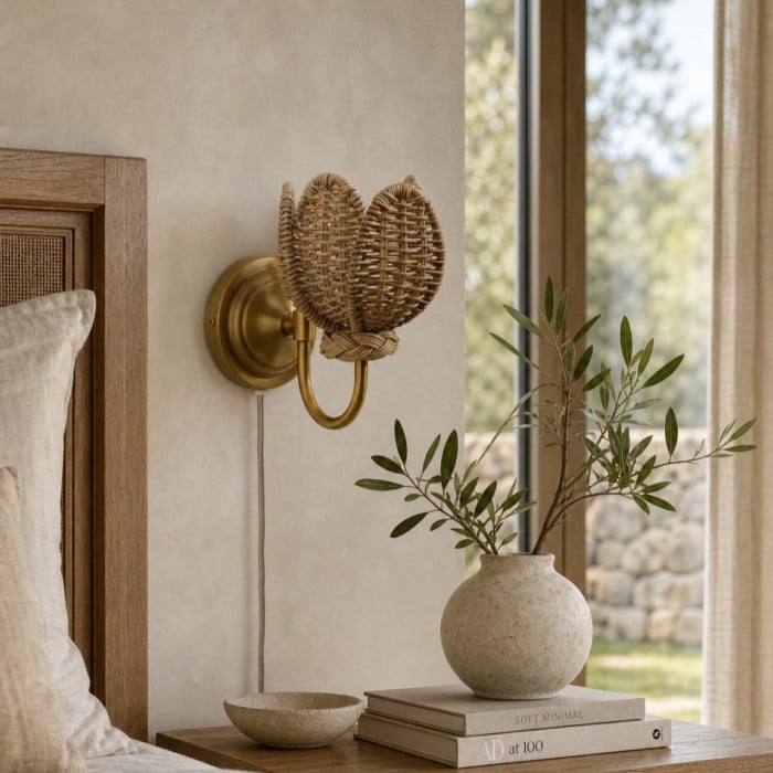 Retro Rattan Petal Wall Lamp HL4630