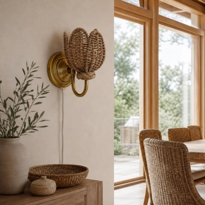 Retro Rattan Petal Wall Lamp HL4630