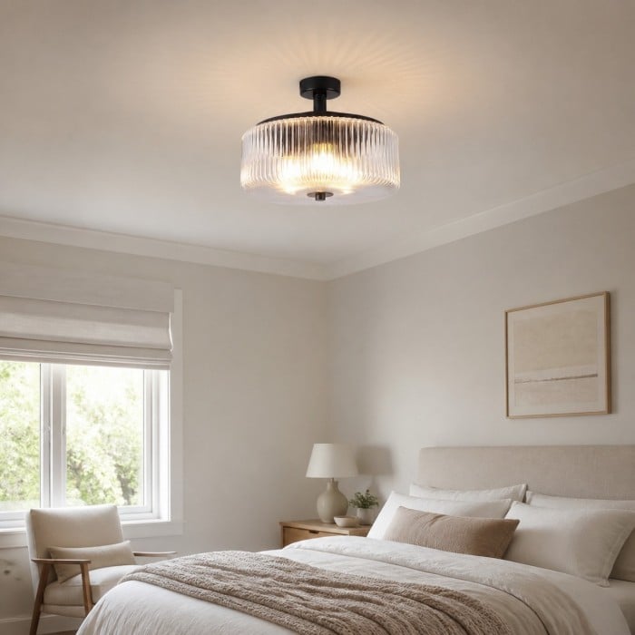 Ribbed Glass Ceiling Lamp HL4349