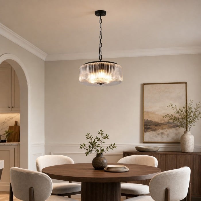 Ribbed Glass Ceiling Lamp HL4349