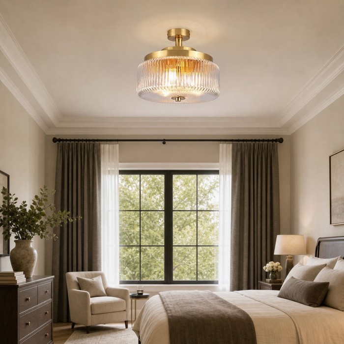 Ribbed Glass Ceiling Lamp HL4349