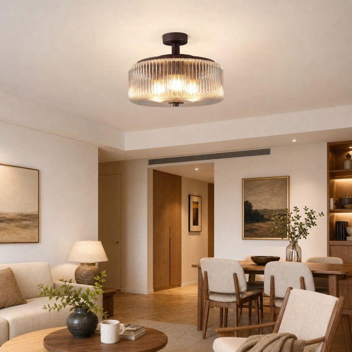 Ribbed Glass Ceiling Lamp HL4349