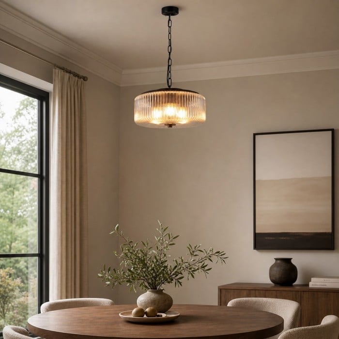 Ribbed Glass Ceiling Lamp HL4349