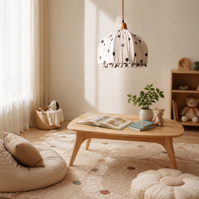 Suspension en tissu froncé avec abat-jour plissé HL4405