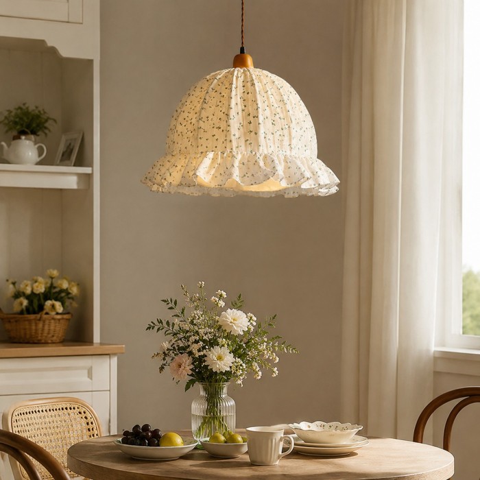 Suspension en tissu floral à volants HL4481
