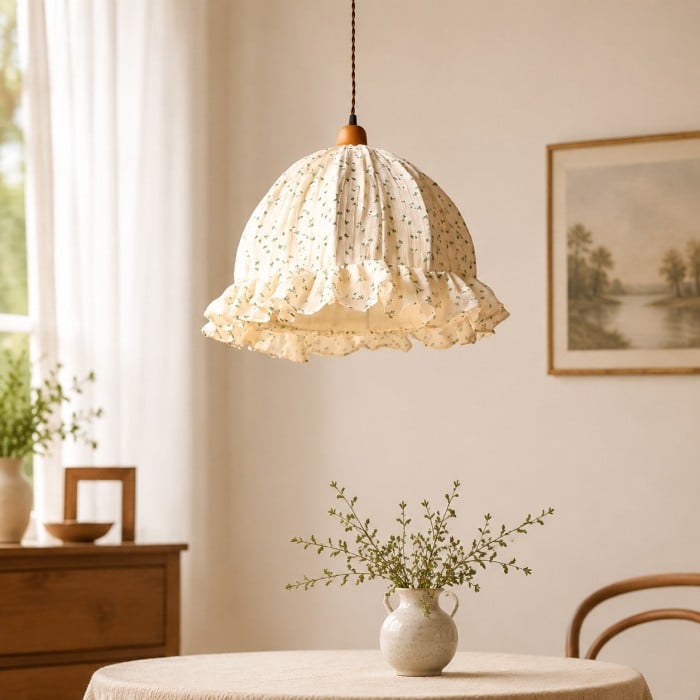 Suspension en tissu floral à volants HL4481